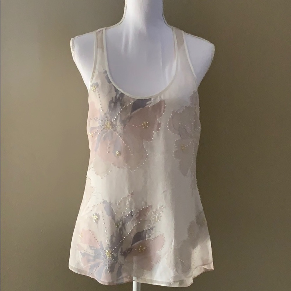Beaded chiffon tank top